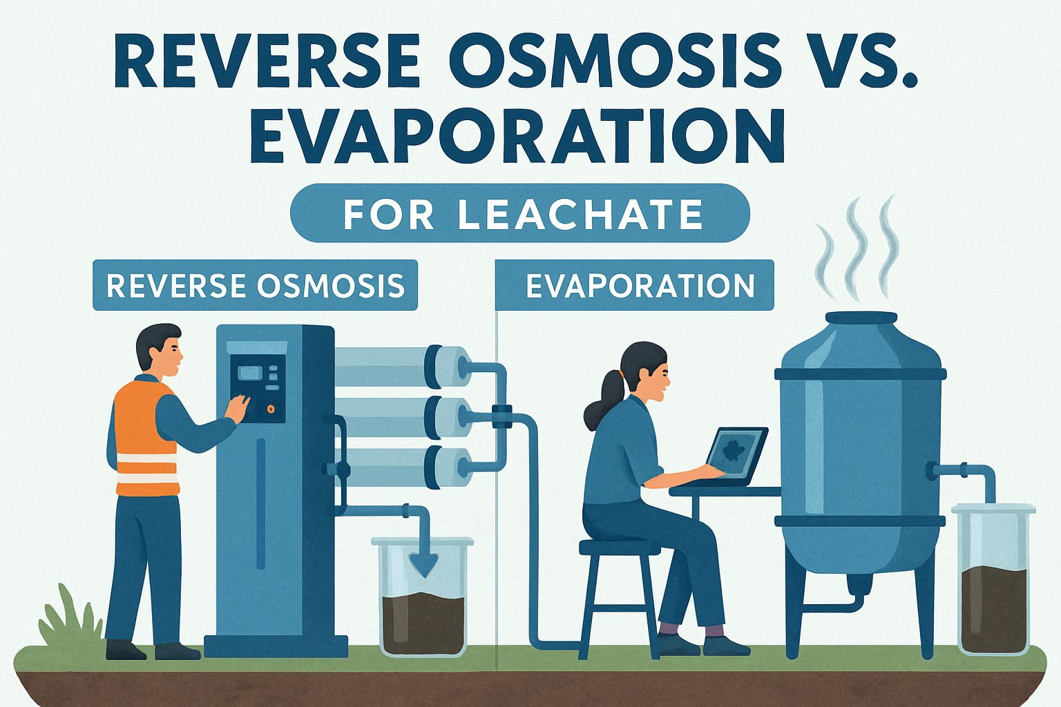 Featured image with text for article about Reverse Osmosis vs Evaporation for Leachate Volume Reduction.