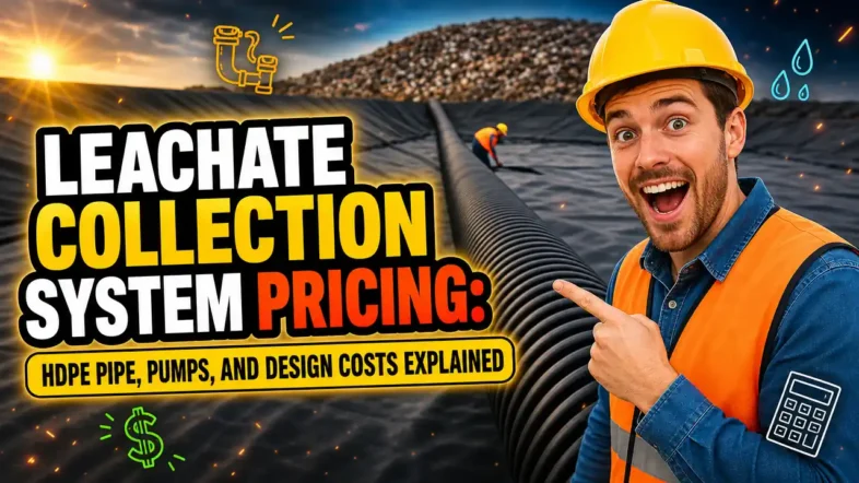 Featured image with the text: Leachate Collection System Pricing HDPE Pipe Pumps and Design Costs Explained.