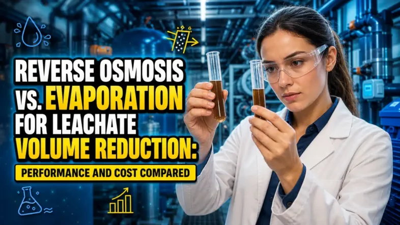 Featured image with text for article about Reverse Osmosis vs Evaporation for Leachate Volume Reduction.